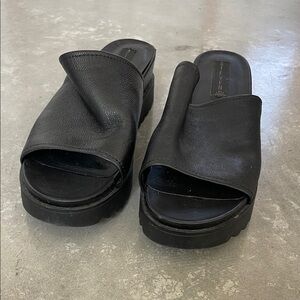 Steven By Steve Madden Black Leather Mules